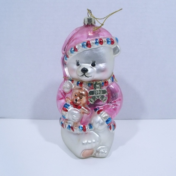 Santa's Best Other - Santa's Best Polar Bear Large Glass Ornament 7"